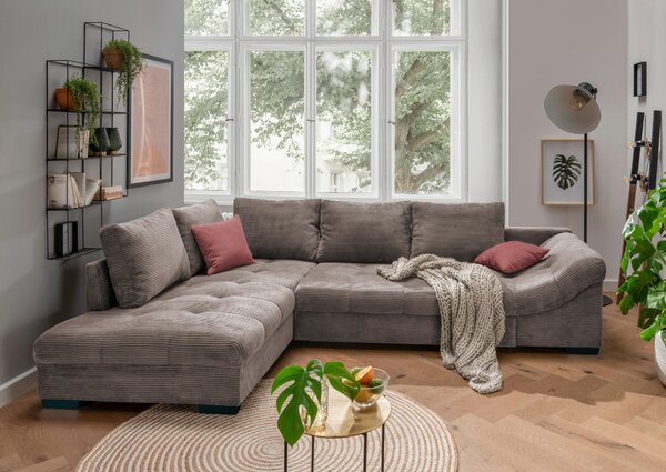 ROHOVÁ SEDAČKA, textil, šedohnědá P & B - Sedací soupravy, Online Only