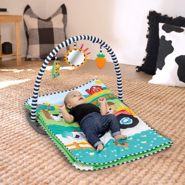 Baby Einstein - Dětská hrací deka BUSY BARNYARD 4xAA