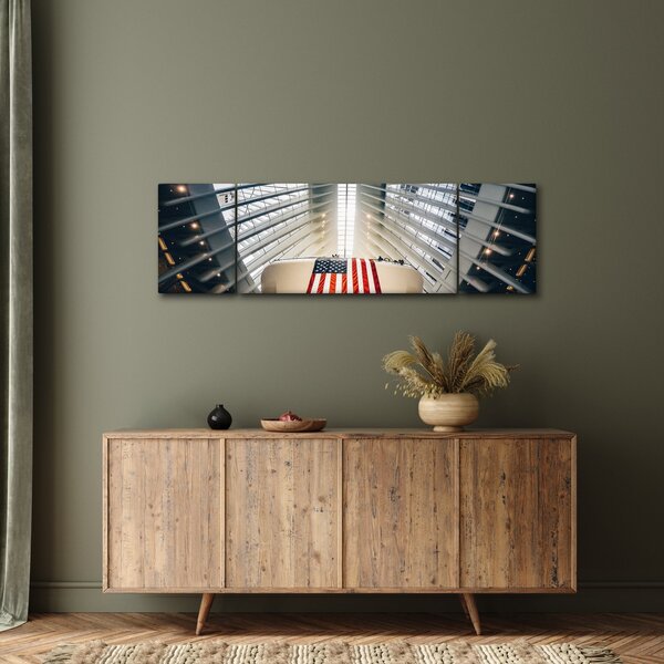 Obraz stavby s vlajkou USA (170x50 cm)