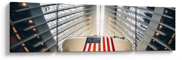 Obraz stavby s vlajkou USA (170x50 cm)