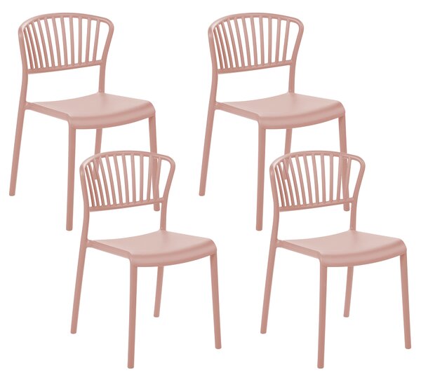 Sada 4 jídelních židlí růžové GELA