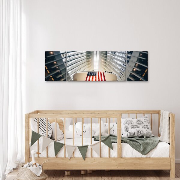 Obraz stavby s vlajkou USA (170x50 cm)