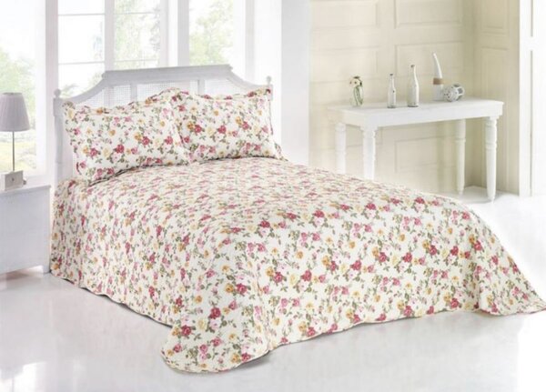Přehoz bavlněný Vintage rose TiaHome - 140x220cm + 1ks 50x70cm