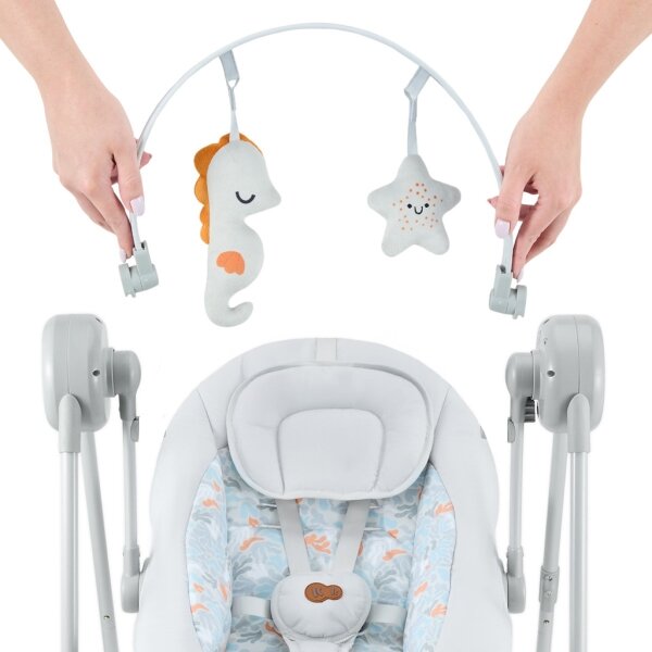 KINDERKRAFT - Dětská houpačka s melodií SWINGEE šedá 4xAAA/230V