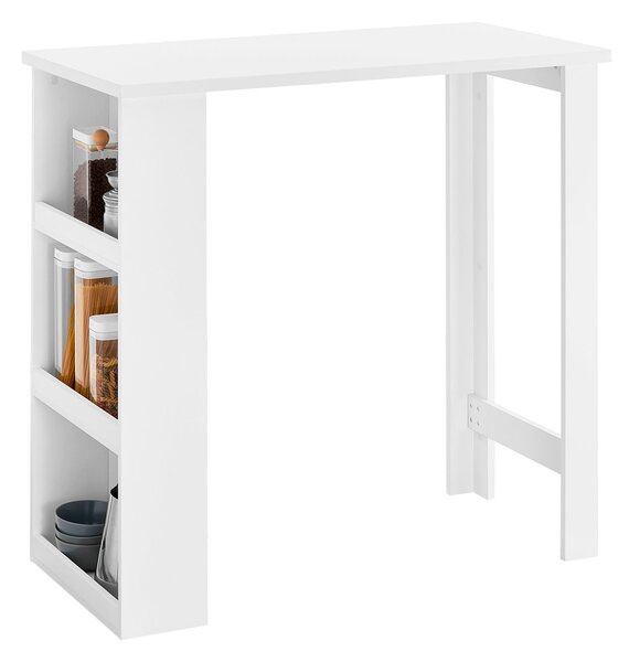 SoBuy FWT17-II-W Barový stůl Odkládací stolek Kuchyňská linka Kuchyňský stůl se 3 policemi Bílá 112x106,5x57cm