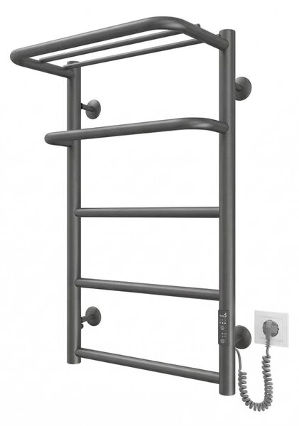 Koupelnový žebříkový radiátor HOTEL 75W/230V 66x42 cm nerez/antracit pravá