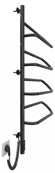 Elektr. otočný sušák na ručníky ELECTRA 120W/230V 102,5x47,5 cm nerez/černá levá