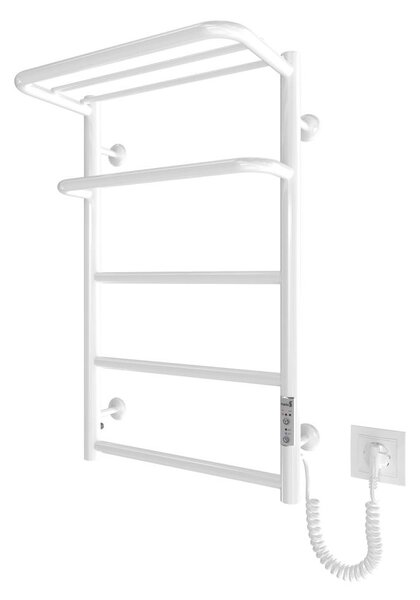 Koupelnový žebříkový radiátor HOTEL 75W/230V 66x42 cm nerez/bílá pravá