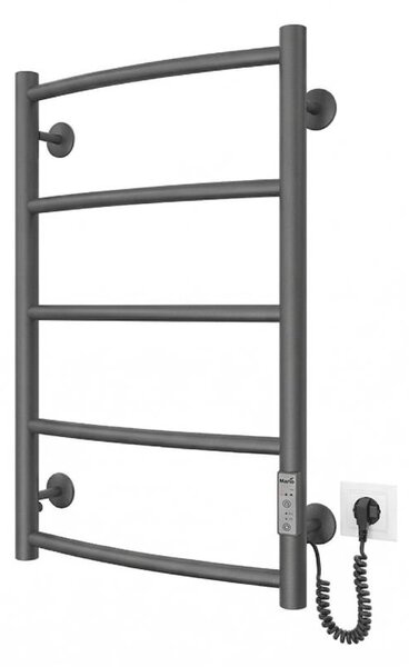 Koupelnový žebříkový radiátor CLASSIC 65W/230V 66x42 cm nerez/antracit pravá