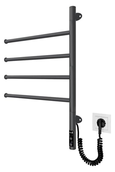 Elektr. otočný sušák na ručníky VEER 50W/230V 62,5x44,5 cm nerez/černá