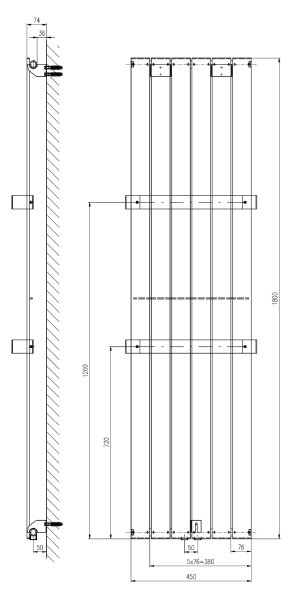 Sapho - Koupelnový radiátor COLONNA 180x45 cm černá