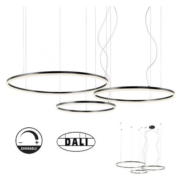 Redo Závěsné LED svítidlo ORBIT ø100/ø80/ø60 cm, 4000K, 3 kruhy Barva: Bílá, Stmívání, řízení: TRIAC