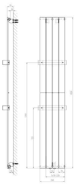 Sapho - Koupelnový radiátor COLONNA 180x29 cm černá
