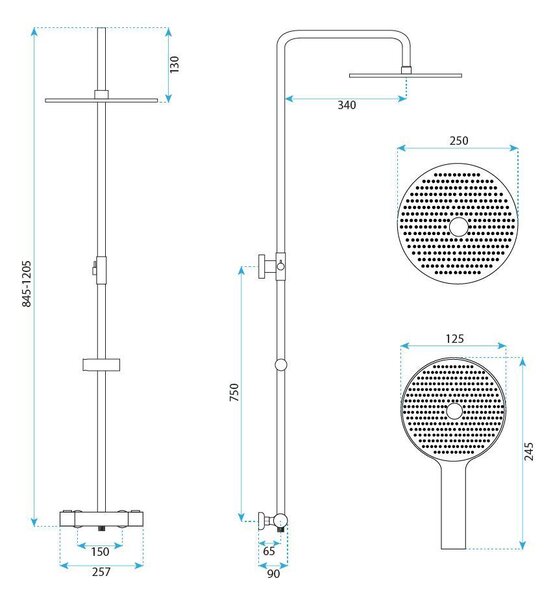 Rea Lungo, sprchový set s termostatem, černá matná, Rea-P6733