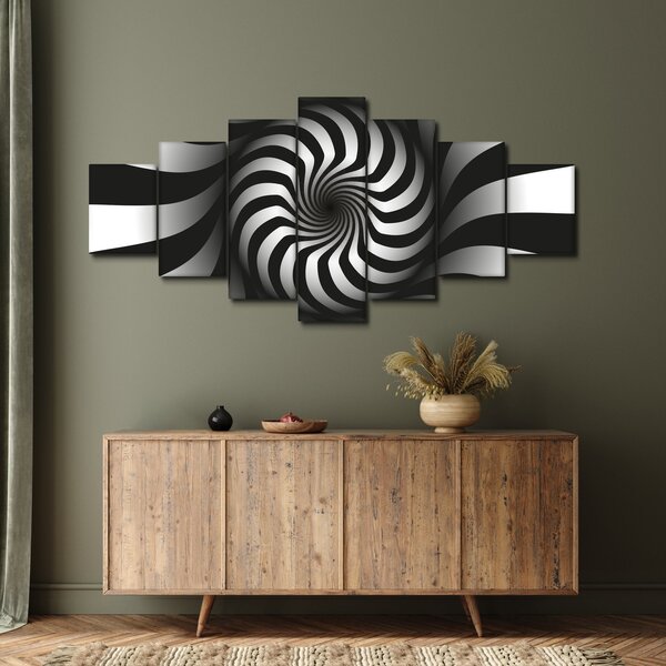 Abstraktní obraz černobílé spirály (210x100 cm)