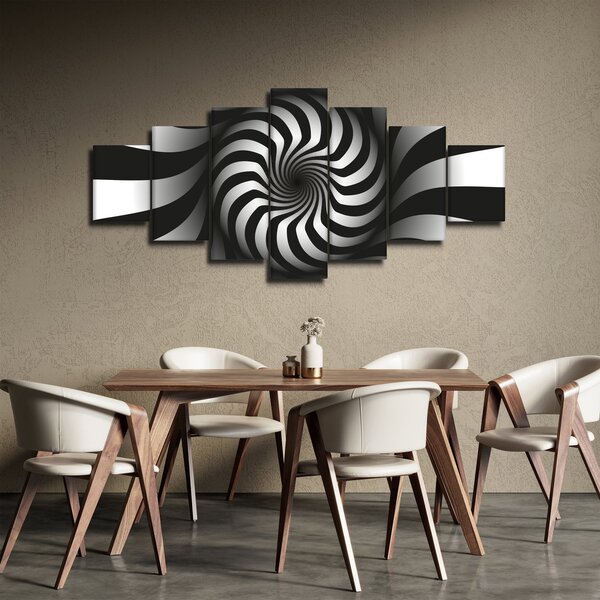 Abstraktní obraz černobílé spirály (210x100 cm)