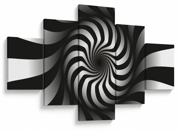 Abstraktní obraz černobílé spirály (125x70 cm)