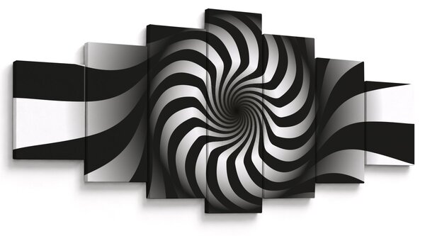 Abstraktní obraz černobílé spirály (210x100 cm)