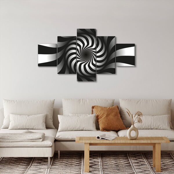 Abstraktní obraz černobílé spirály (125x70 cm)