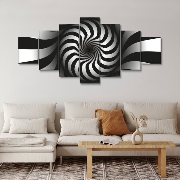Abstraktní obraz černobílé spirály (210x100 cm)