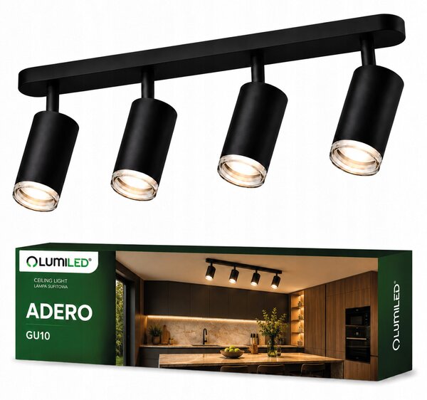 Stropní svítidlo Lumiled černé 4bodové hliníkové GU10