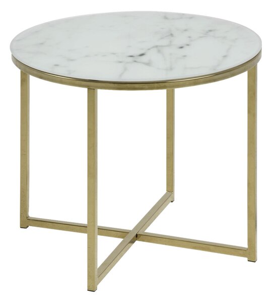KONFERENČNÍ STOLEK, šedá, bílá, barvy zlata, kov, sklo, 50/50/42 cm Ambia Home - Konferenční stolky