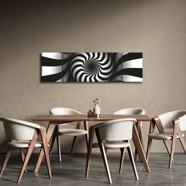 Abstraktní obraz černobílé spirály (170x50 cm)