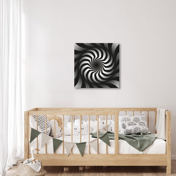 Abstraktní obraz černobílé spirály (30x30 cm)