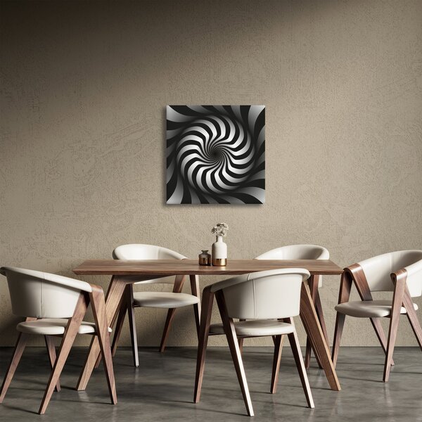 Abstraktní obraz černobílé spirály (30x30 cm)