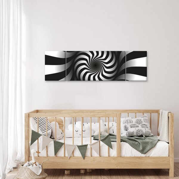 Abstraktní obraz černobílé spirály (170x50 cm)
