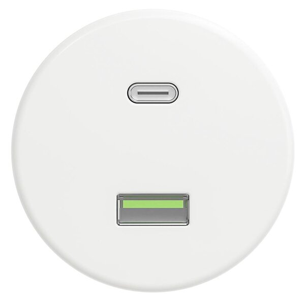 Kliklap - Retro USB zásuvka A+C bez rámečku sněhově bílá