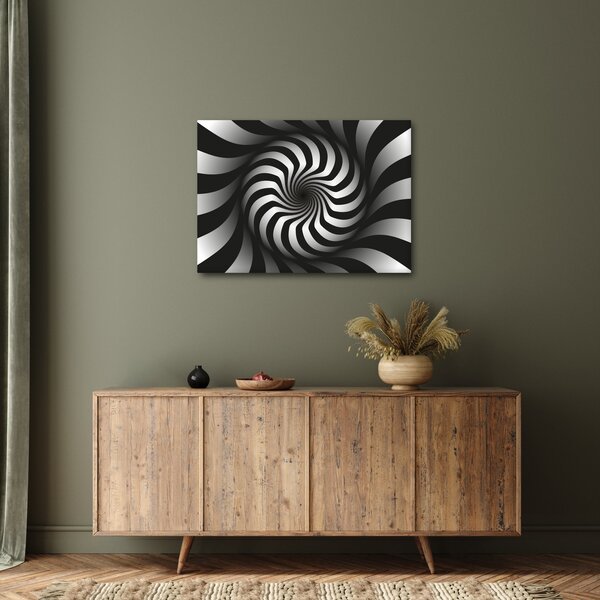 Abstraktní obraz černobílé spirály (70x50 cm)