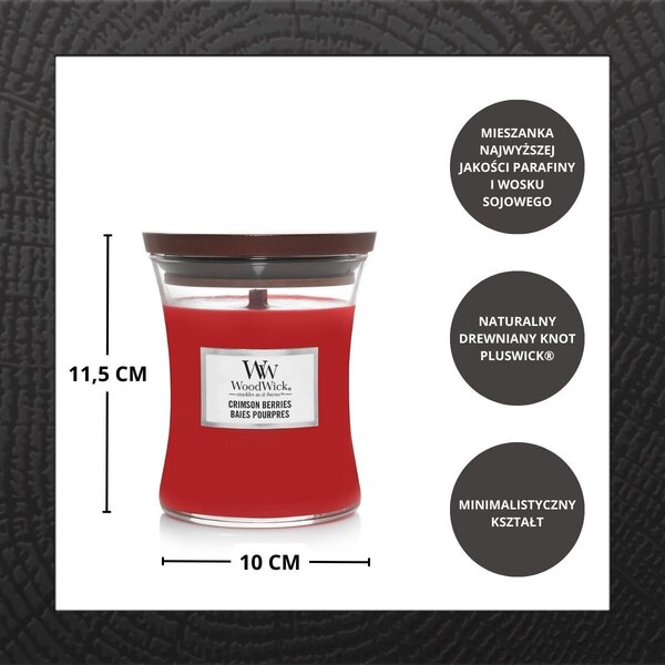 Tradiční sójová svíčka Crimson Berries Woodwick 1 ks
