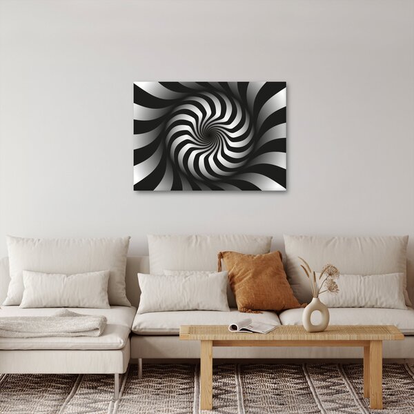Abstraktní obraz černobílé spirály (70x50 cm)
