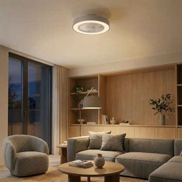 Brilagi - LED Stmív. svítidlo s ventilátorem LED/38W/230V pr. 50 cm šedá + DO