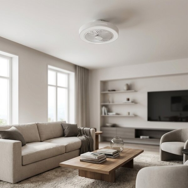 Brilagi - LED Stmív. svítidlo s ventilátorem LED/38W/230V pr. 46 cm bílá + DO