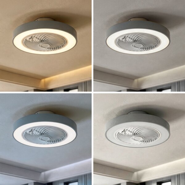 Brilagi - LED Stmív. svítidlo s ventilátorem LED/38W/230V pr. 50 cm šedá + DO