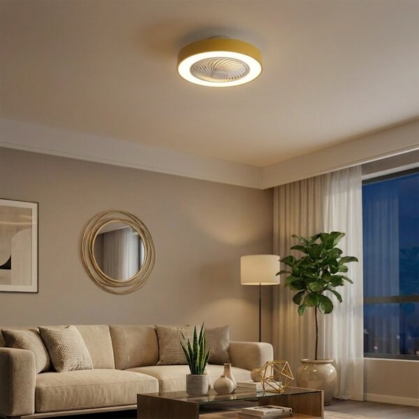 Brilagi - LED Stmív. svítidlo s ventilátorem LED/38W/230V pr. 50 cm zlatá + DO