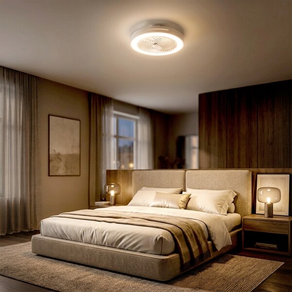 Brilagi - LED Stmív. svítidlo s ventilátorem LED/38W/230V pr. 46 cm bílá + DO