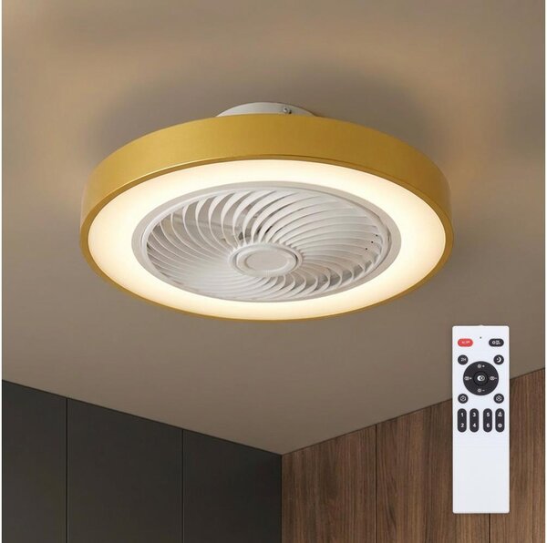 Brilagi - LED Stmív. svítidlo s ventilátorem LED/38W/230V pr. 50 cm zlatá + DO