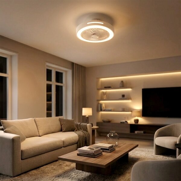 Brilagi - LED Stmív. svítidlo s ventilátorem LED/38W/230V pr. 46 cm bílá + DO