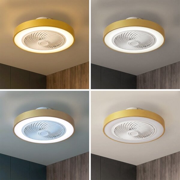 Brilagi - LED Stmív. svítidlo s ventilátorem LED/38W/230V pr. 50 cm zlatá + DO