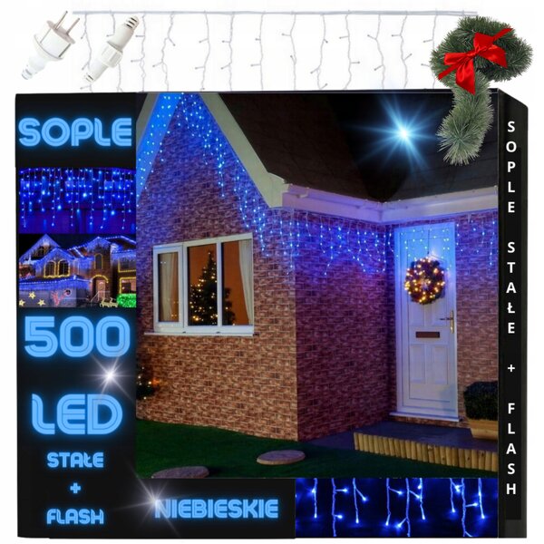 Světelný závěs síťový 500 LED modrý 500 cm