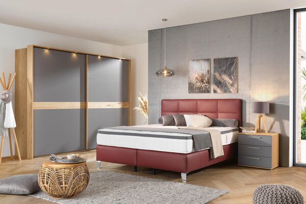 POSTEL BOXSPRING, 180/200 cm, bordeaux Novel - Manželské postele
