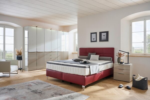 POSTEL BOXSPRING, 180/200 cm, bordeaux Novel - Manželské postele