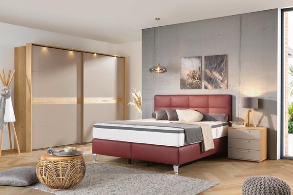 POSTEL BOXSPRING, 180/200 cm, bordeaux Novel - Manželské postele