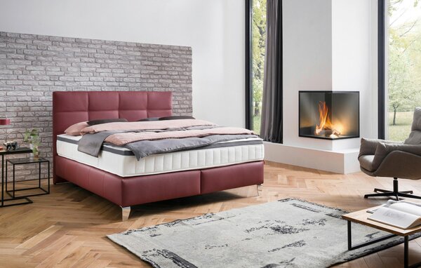 POSTEL BOXSPRING, 180/200 cm, bordeaux Novel - Manželské postele