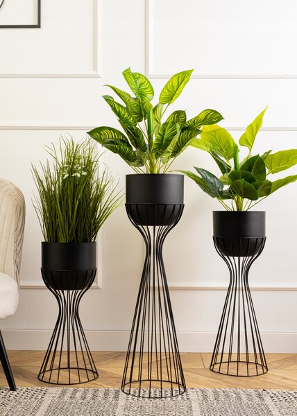 Stojan na květiny s obalem černý 56 cm LOFT kovový