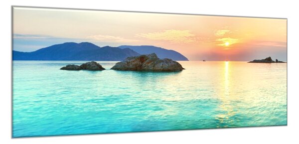Obraz skleněný východ slunce nad mořem - 30 x 60 cm