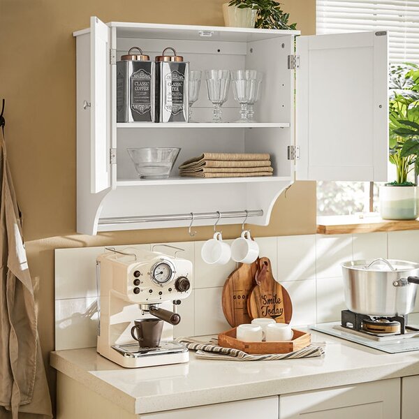 SoBuy BZR84-W Nástěnná skříňka Koupelnová skříňka Kuchyňská skříňka Lékárnička Koupelnový nábytek Bílá 60x60x30cm